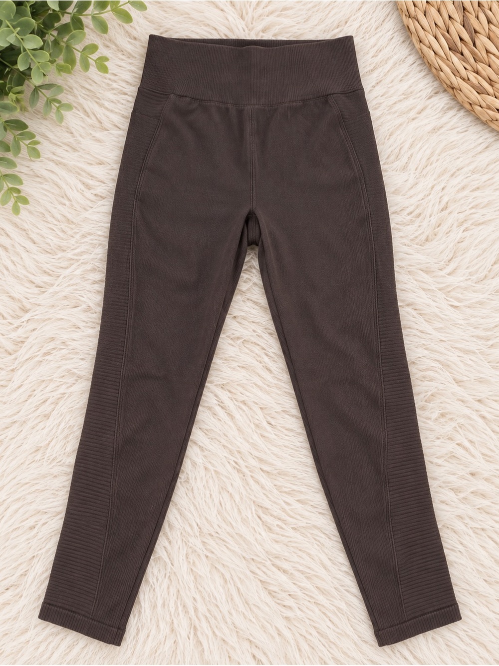 aerie Ribbed High-Waist brown Leggings Q